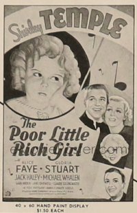 POOR LITTLE RICH GIRL ('36) hand painted 40x60