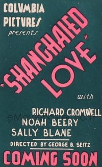 SHANGHAIED LOVE banner, paper