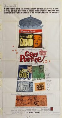3232 GAY PURR-EE three-sheet movie poster '62 Judy Garland, cartoon cats!