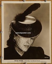 5210 GALE PAGE vintage 8x10 still '30s portrait in hat with veil!