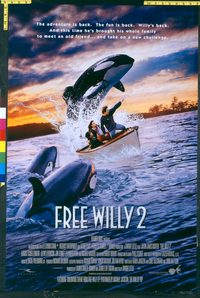 4803 FREE WILLY 2 one-sheet movie poster '95 killer whale!