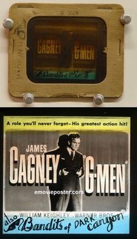 2604 G-MEN movie glass slide '35 James Cagney pointing guns!