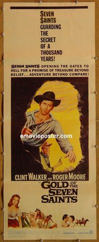 3326 GOLD OF THE SEVEN SAINTS insert movie poster '61 Clint Walker