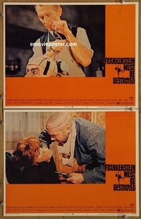 4432 FRANKENSTEIN MUST BE DESTROYED 2 lobby cards '70 Cushing