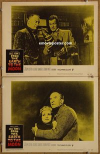 4433 FROM THE EARTH TO THE MOON 2 lobby cards '58 Jules Verne