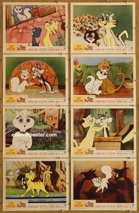 3705 GAY PURR-EE 8 lobby cards '62 animated French cartoon cats!