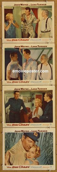 4237 SEA CHASE 4 lobby cards '55 John Wayne, Lana Turner