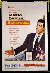 1890 SERENADE one-sheet movie poster '56 Mario Lanza, Joan Fontaine