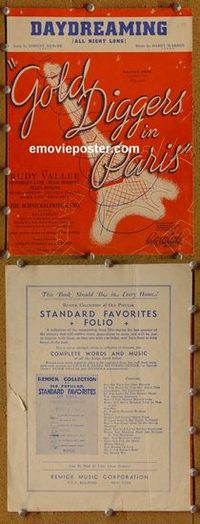 2637 GOLD DIGGERS IN PARIS movie sheet music '38 Rudy Vallee