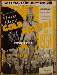 2640 GOLD DIGGERS OF 1937 movie sheet music '36 Joan Blondell