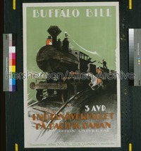 BATTLING WITH BUFFALO BILL Swedish 23x35 '31 train art!