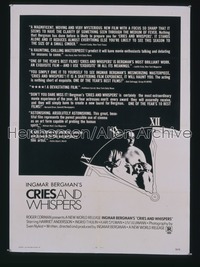 CRIES & WHISPERS 1sh '72