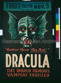 DRACULA stage play WC 1928 incredible c/u creepy vampire head art, better than The Bat, rare!