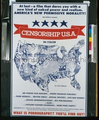 CENSORSHIP U.S.A. 1sh 71 sexploitation, what is pornography? you'll find out!