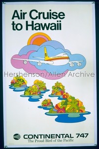 CONTINENTAL HAWAII ('70S) travel poster '70