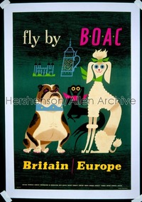 BOAC BRITAIN EUROPE travel poster '56