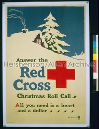 ANSWER THE RED CROSS 20x30 WWI war poster 1918 all you need is a heart and a dollar!