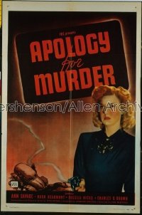 APOLOGY FOR MURDER 1sh '45