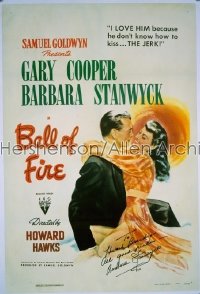 BALL OF FIRE ('41) 1sh '41