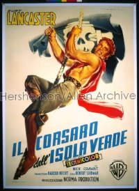 CRIMSON PIRATE Italian 1p R60s wonderful different art of Burt Lancaster by Luigi Martinati!