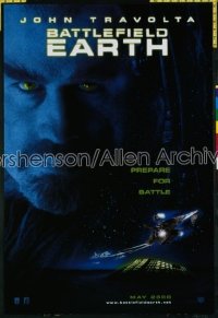 BATTLEFIELD EARTH teaser DS 1sh '00 L. Ron Hubbard's novel, creepy image of John Travolta!