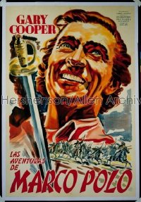 ADVENTURES OF MARCO POLO Argentinean R40s best close up art of Gary Cooper by Venturi!