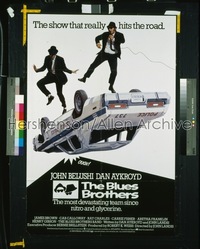 BLUES BROTHERS English 1sh '80 art of Belushi & Aykroyd singing & dancing on police car!