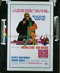 BILLION DOLLAR BRAIN style B 1sh R68 Michael Caine, Karl Malden, Ken Russell!