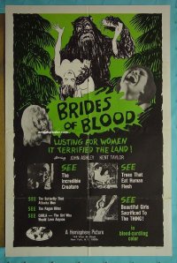 f330 BRIDES OF BLOOD one-sheet movie poster '68 wild poster!