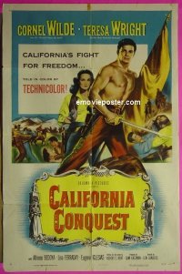 #4225 CALIFORNIA CONQUEST 1sh 52 Cornel Wilde 