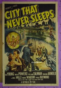 #7385 CITY THAT NEVER SLEEPS 1sh '53 Windsor