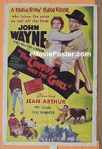 #071 COWBOY & THE GIRL 1sh R54 Wayne