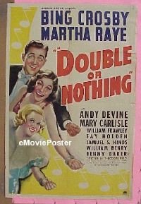 #501 DOUBLE OR NOTHING 1sh '37 Bing Crosby 