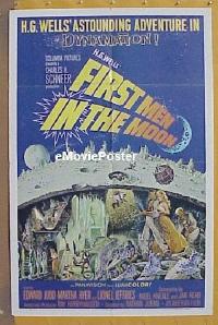 f438 FIRST MEN IN THE MOON one-sheet movie poster '64 Ray Harryhausen