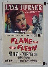 #071 FLAME & THE FLESH linen 1sh '54 Turner 