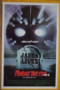 f457 FRIDAY THE 13TH 6 one-sheet movie poster '86 slasher horror sequel!