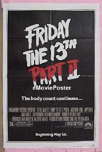 #508 FRIDAY THE 13th 2 advance teaser 1sh '81 Jason!