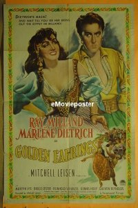 #147 GOLDEN EARRINGS 1sh '47 Milland,Dietrich 