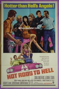 P858 HOT RODS TO HELL one-sheet movie poster '67 car racing!