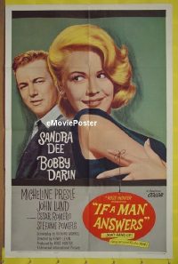 P884 IF A MAN ANSWERS one-sheet movie poster '62 Sandra Dee