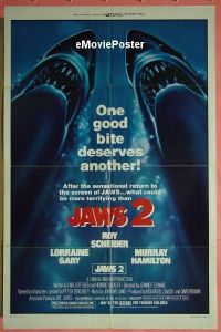 P926 JAWS 2 one-sheet movie poster R80 Roy Scheider, sharks