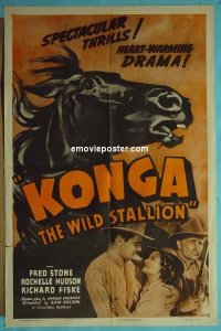 #4856 KONGA THE WILD STALLION 1sh R51 Hudson 