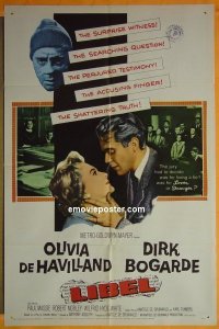 Q041 LIBEL one-sheet movie poster '59 Olivia de Havilland, Dirk Bogarde