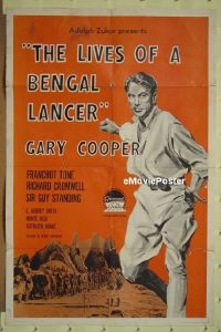 Q057 LIVES OF A BENGAL LANCER one-sheet movie poster R58 Gary Cooper