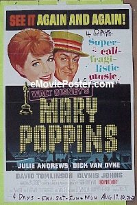 #319 MARY POPPINS 1sh '64 Julie Andrews 