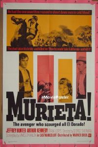 Q205 MURIETA one-sheet movie poster '65 Jeffrey Hunter, Kennedy