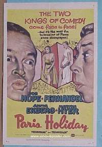 Q329 PARIS HOLIDAY one-sheet movie poster '58 Bob Hope, Anita Ekberg