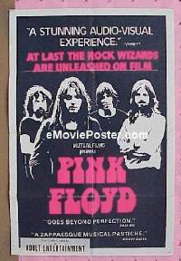 #307 PINK FLOYD black light Canadian 1sh '73 an explosive rock & roll cinema concert in Pompeii!