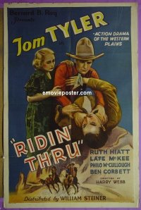 #5288 RIDIN' THRU 1sh '34 Tom Tyler 