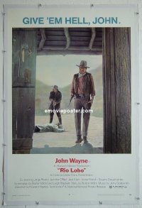 B304 RIO LOBO linen one-sheet movie poster '71 big John Wayne, western